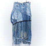 Long denim coquette skirt